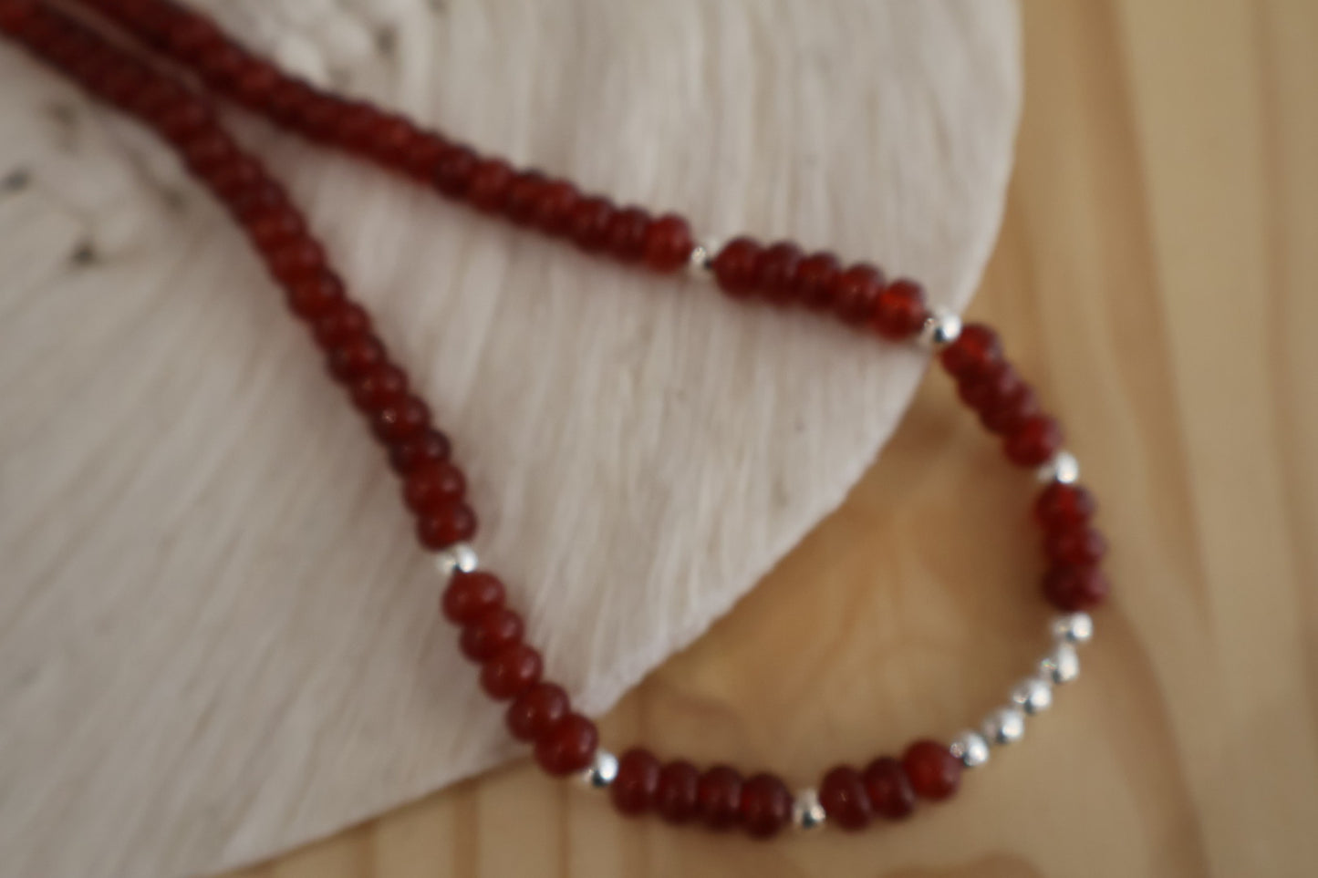 Fiery coral and sterling silver choker