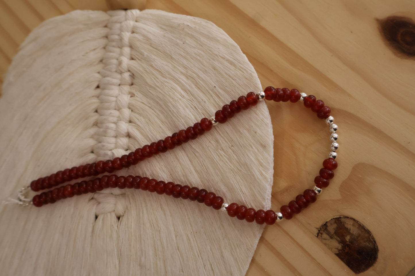 Fiery coral and sterling silver choker