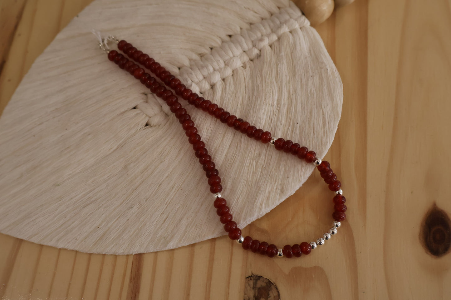 Fiery coral and sterling silver choker